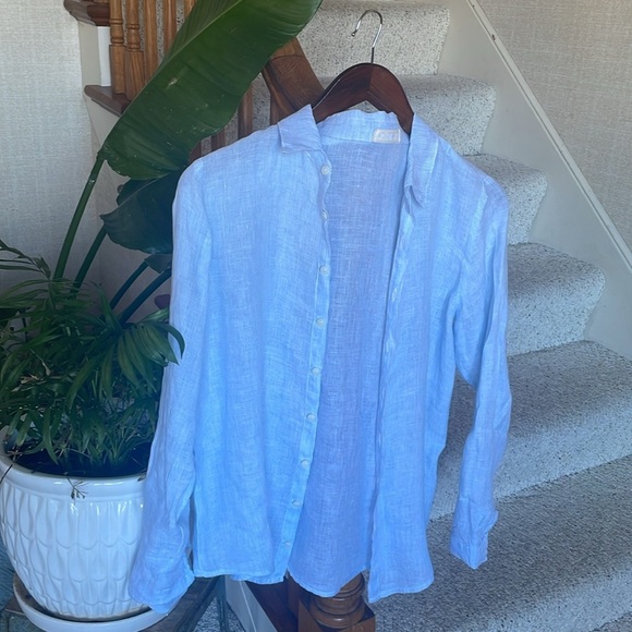 CP Shades Linen Coastal Pin Stripe Button Down Shirt - Picture 1 of 13